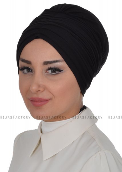Wilma - Svart Bomull Turban - Ayse Turban