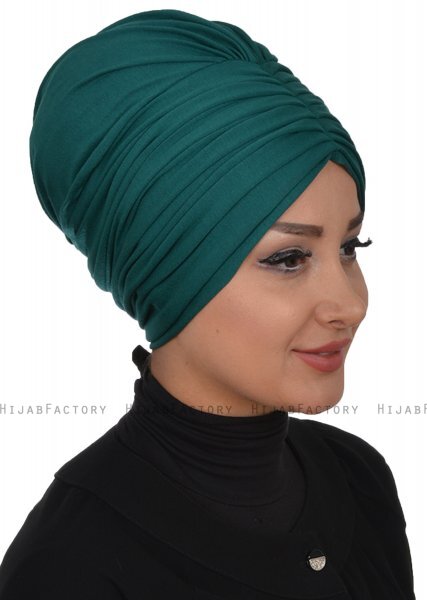 Wilma - Mörkgrön Bomull Turban - Ayse Turban