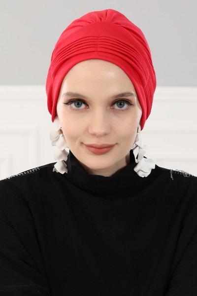 Linda - Röd Bomull Turban - Ayse Turban