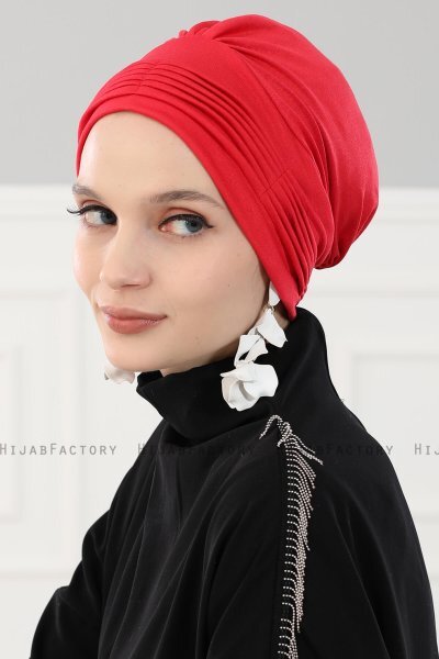 Linda - Röd Bomull Turban - Ayse Turban
