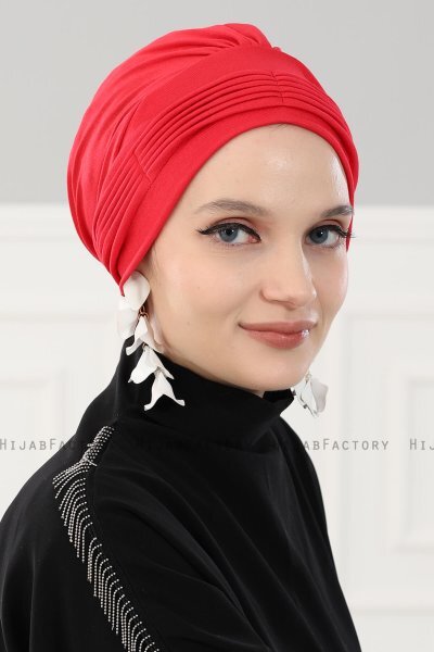 Linda - Röd Bomull Turban - Ayse Turban