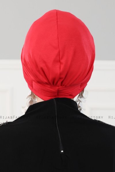 Linda - Röd Bomull Turban - Ayse Turban