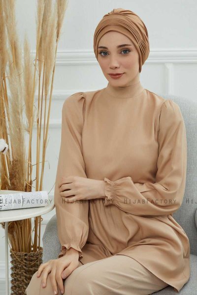 Linda - Ljusbrun Bomull Turban