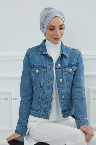 Linda - Ljusgrå Bomull Turban
