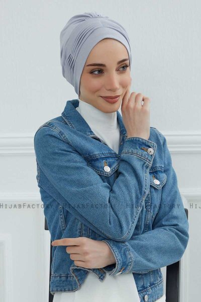 Linda - Ljusgrå Bomull Turban