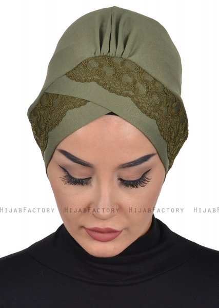 Molly - Khaki Lace Bomull Turban