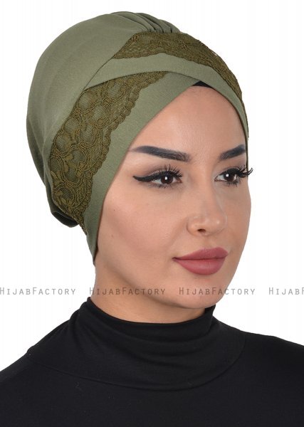 Molly - Khaki Lace Bomull Turban