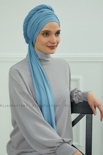 Rebecca - Sky Blue Bomull Turban