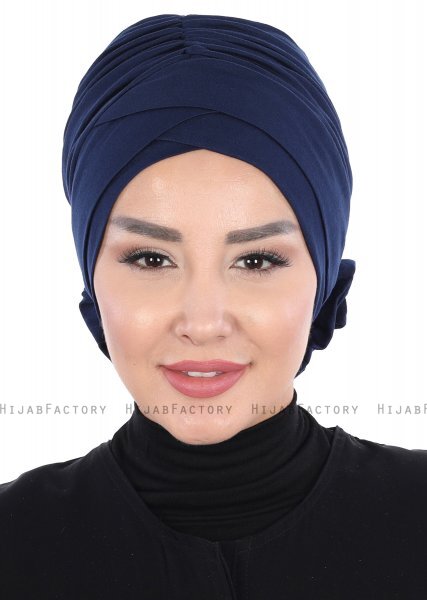 Elisabeth - Marinblå Bomull Turban