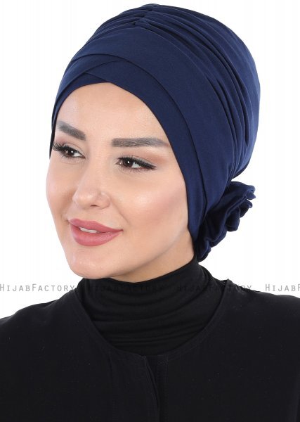 Elisabeth - Marinblå Bomull Turban