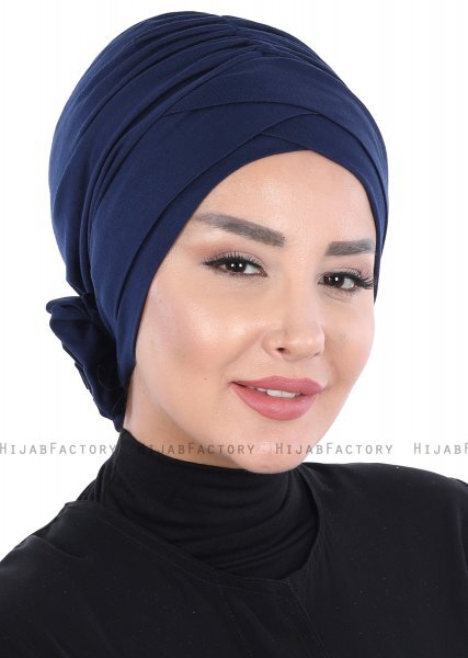 Elisabeth - Marinblå Bomull Turban