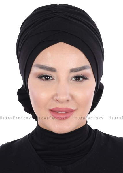 Elisabeth - Svart Bomull Turban