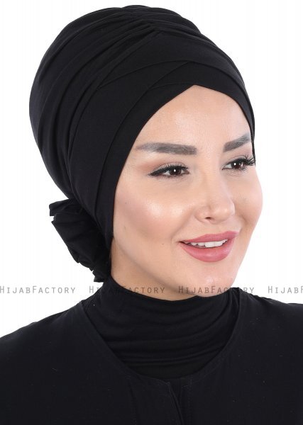 Elisabeth - Svart Bomull Turban