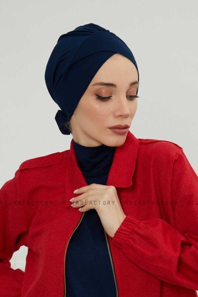 Ellie - Marinblå Bomull Turban