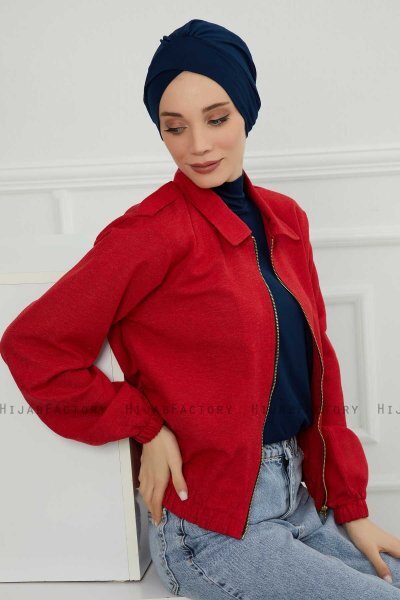 Ellie - Marinblå Bomull Turban