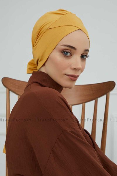 Ellie - Senapsgul Bomull Turban