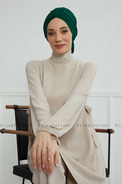 Ellie - Mörkgrön Bomull Turban