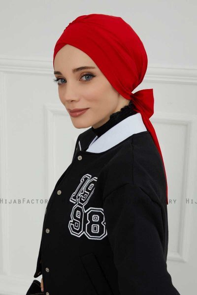 Ellie - Röd Bomull Turban