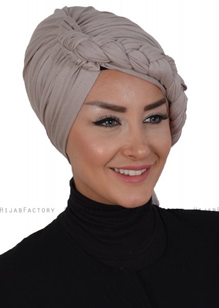 Theresa - Taupe Bomull Turban - Ayse Turban