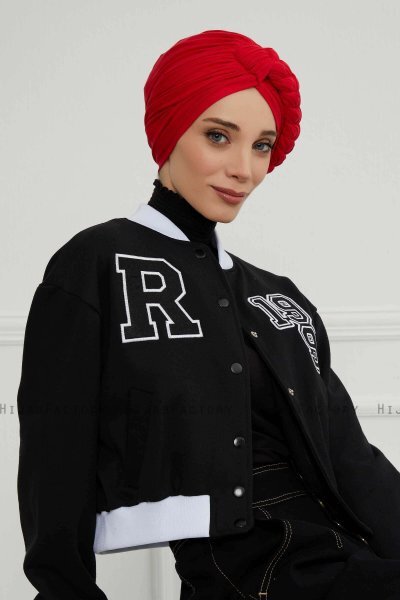 Theresa - Röd Bomull Turban - Ayse Turban