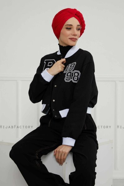 Theresa - Röd Bomull Turban - Ayse Turban