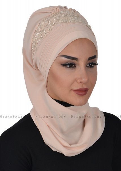 Celine - Beige Chiffon Turban - Ayse Turban