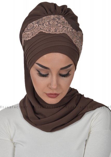 Celine - Brun Chiffon Turban - Ayse Turban