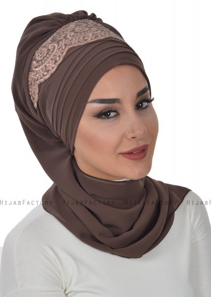 Celine - Brun Chiffon Turban - Ayse Turban