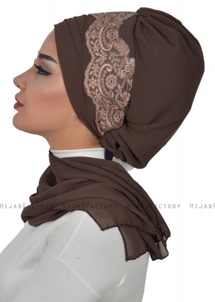 Celine - Brun Chiffon Turban - Ayse Turban