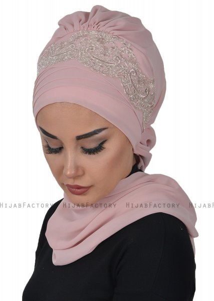 Celine - Gammelrosa Chiffon Turban - Ayse Turban