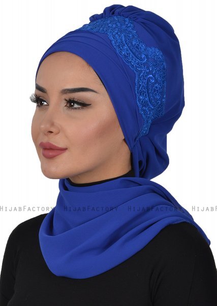 Celine - Blå Chiffon Turban - Ayse Turban