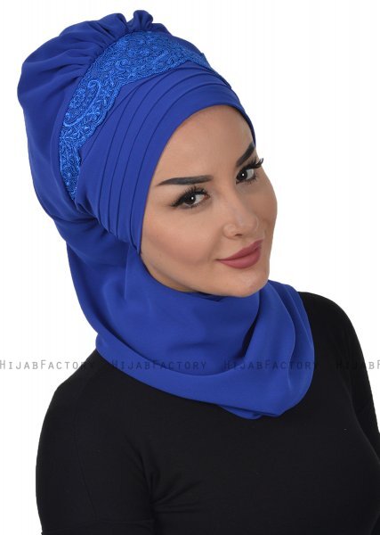 Celine - Blå Chiffon Turban - Ayse Turban