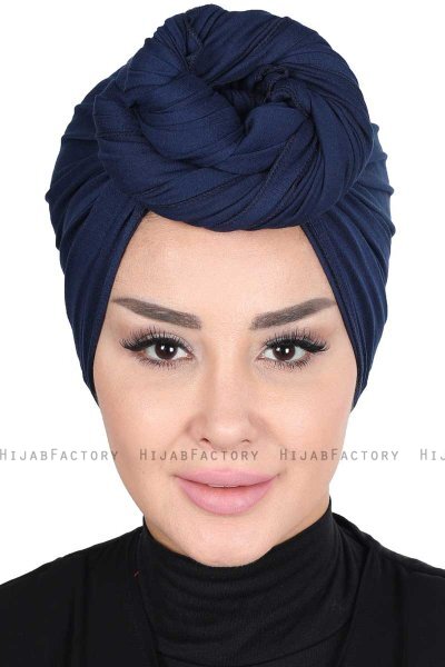 Sigrid - Marinblå Bomull Hijab - Ayse Turban