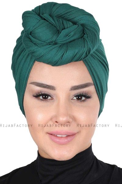 Sigrid - Mörkgrön Bomull Hijab - Ayse Turban