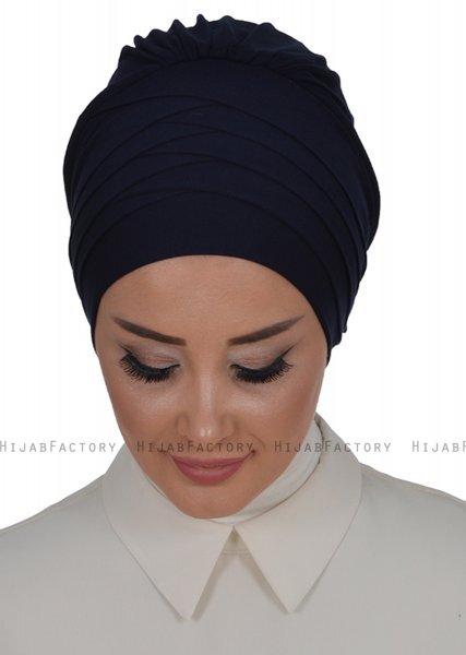 Monica - Marinblå Bomull Turban - Ayse Turban