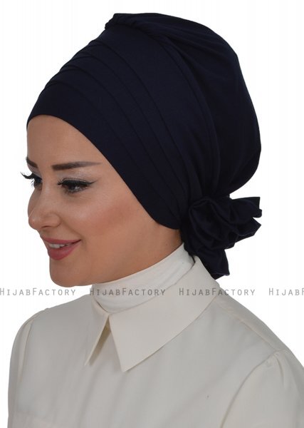 Monica - Marinblå Bomull Turban - Ayse Turban