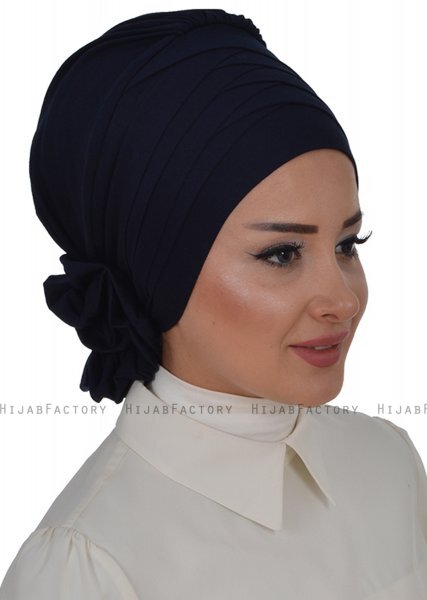 Monica - Marinblå Bomull Turban - Ayse Turban