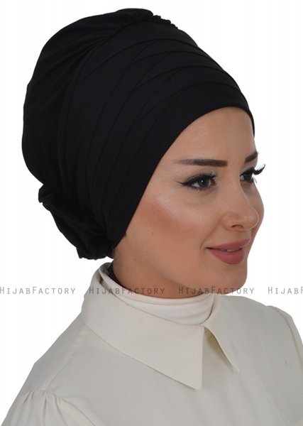 Monica - Svart Bomull Turban - Ayse Turban