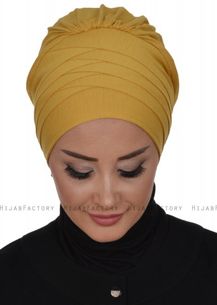 Monica - Senapsgul Bomull Turban - Ayse Turban
