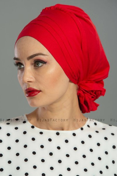 Monica - Röd Bomull Turban - Ayse Turban