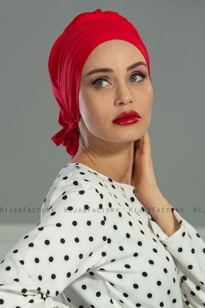 Monica - Röd Bomull Turban - Ayse Turban