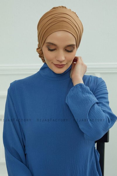 Monica - Ljusbrun Bomull Turban