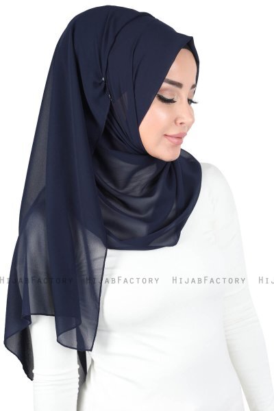 Joline - Marinblå Premium Chiffon Hijab