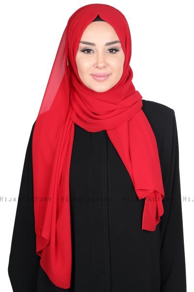 Joline - Röd Premium Chiffon Hijab