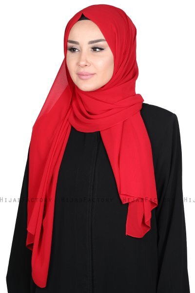 Joline - Röd Premium Chiffon Hijab
