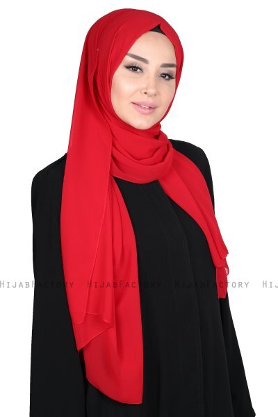 Joline - Röd Premium Chiffon Hijab