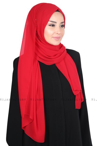 Joline - Röd Premium Chiffon Hijab
