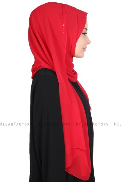 Joline - Röd Premium Chiffon Hijab