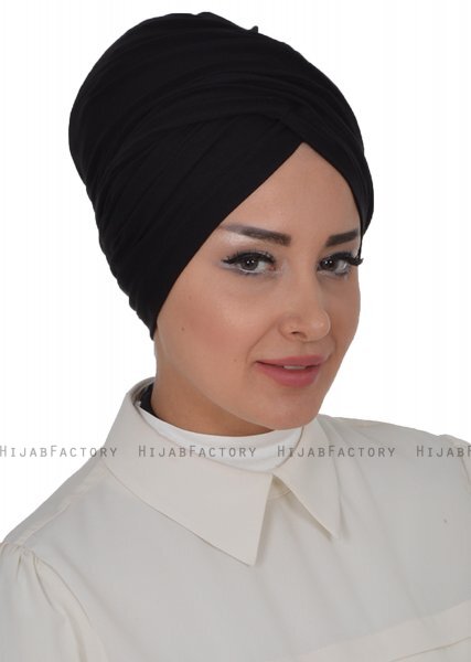 Fiona - Svart Bomull Turban - Ayse Turban