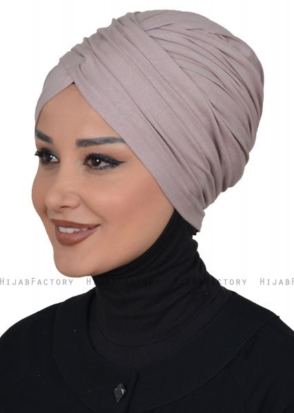 Fiona - Taupe Bomull Turban - Ayse Turban